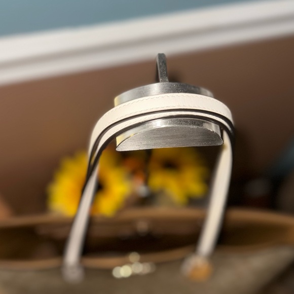 Coach Town Reversible Leather Tote Bag; Light Khaki/Chalk - Picture 3 of 6